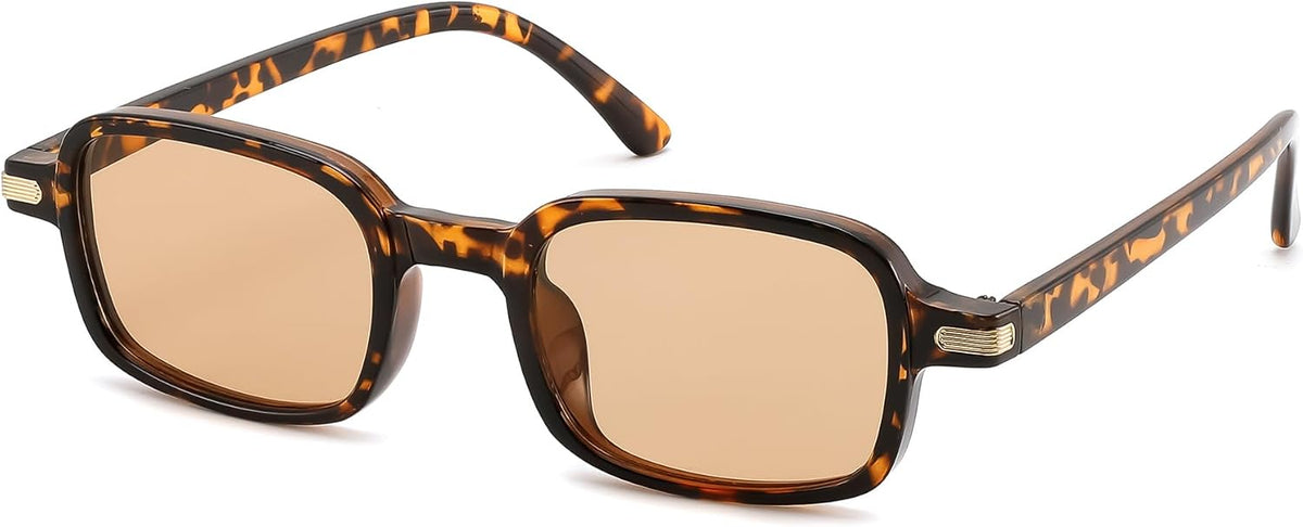 Tortoise Frame Brown Lens / 42 Millimeters | B0H1B76RQQ | FEISEDY Trendy Rectangle Sunglasses Womens Mens Narrow Square Shades B0449