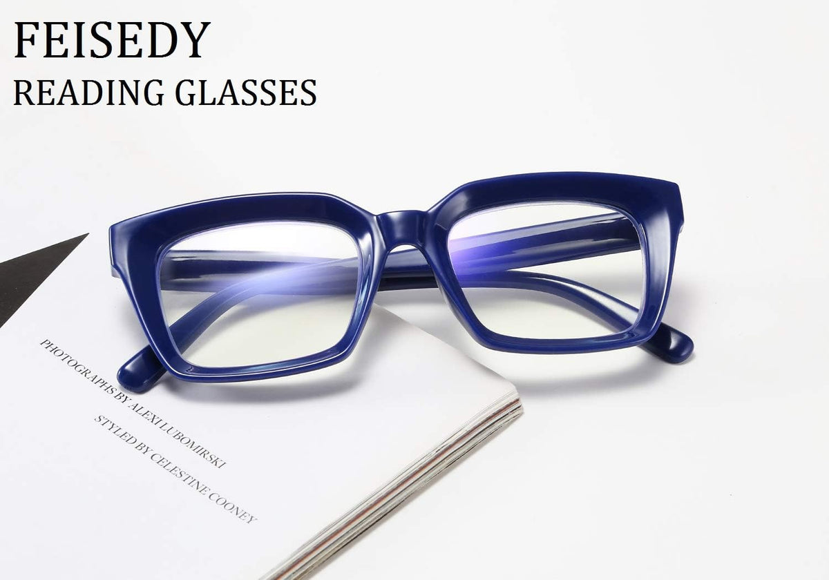 ÉÌƷͼƬ 2 | B07TCM52QY | FEISEDY Retro Square Blue Light Blocking Reading Glasses B2479