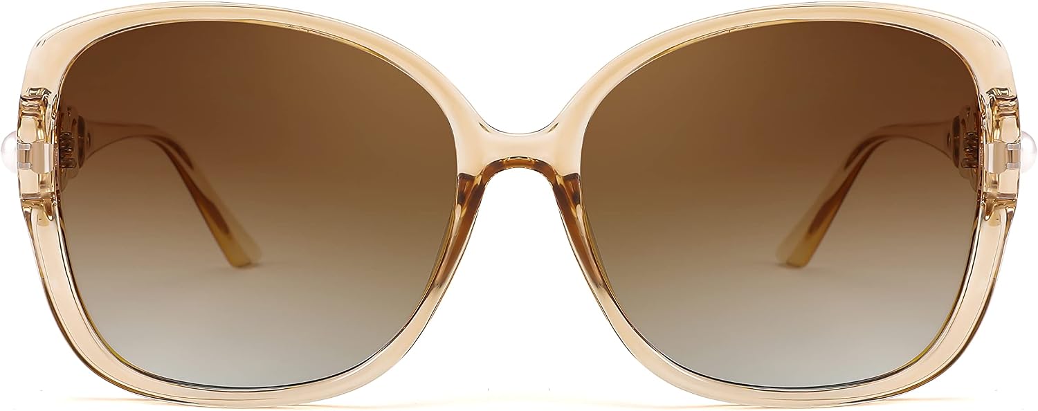 商品图片 41 | B0BJ71VZCB | FEISEDY Women's Fashion Sunglasses, Oversized Square Frame with Pearl Sparkling, Polarized UV Protection B2821
