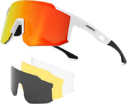 White/Red / 75mm | B0F62XNFG5 | FEISEDY Polarized Sports Sunglasses for Men Women Youth - Baseball, Running, Cycling UV400 Protection 4 Lenses B0279