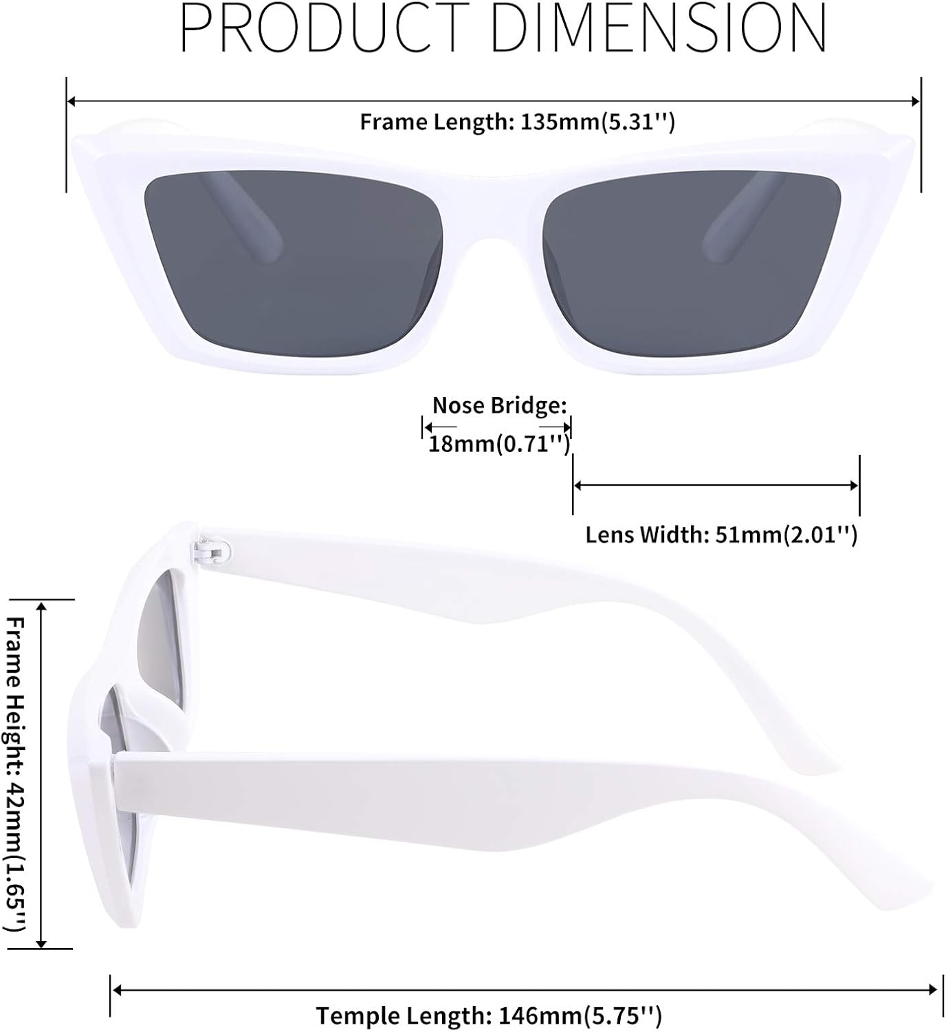 商品图片 12 | B08TM3J1R9 | FEISEDY Small Cateye Square Polarized Sunglasses Women Classic Thick Rectangle Frame UV400 Sun Glasses B2736