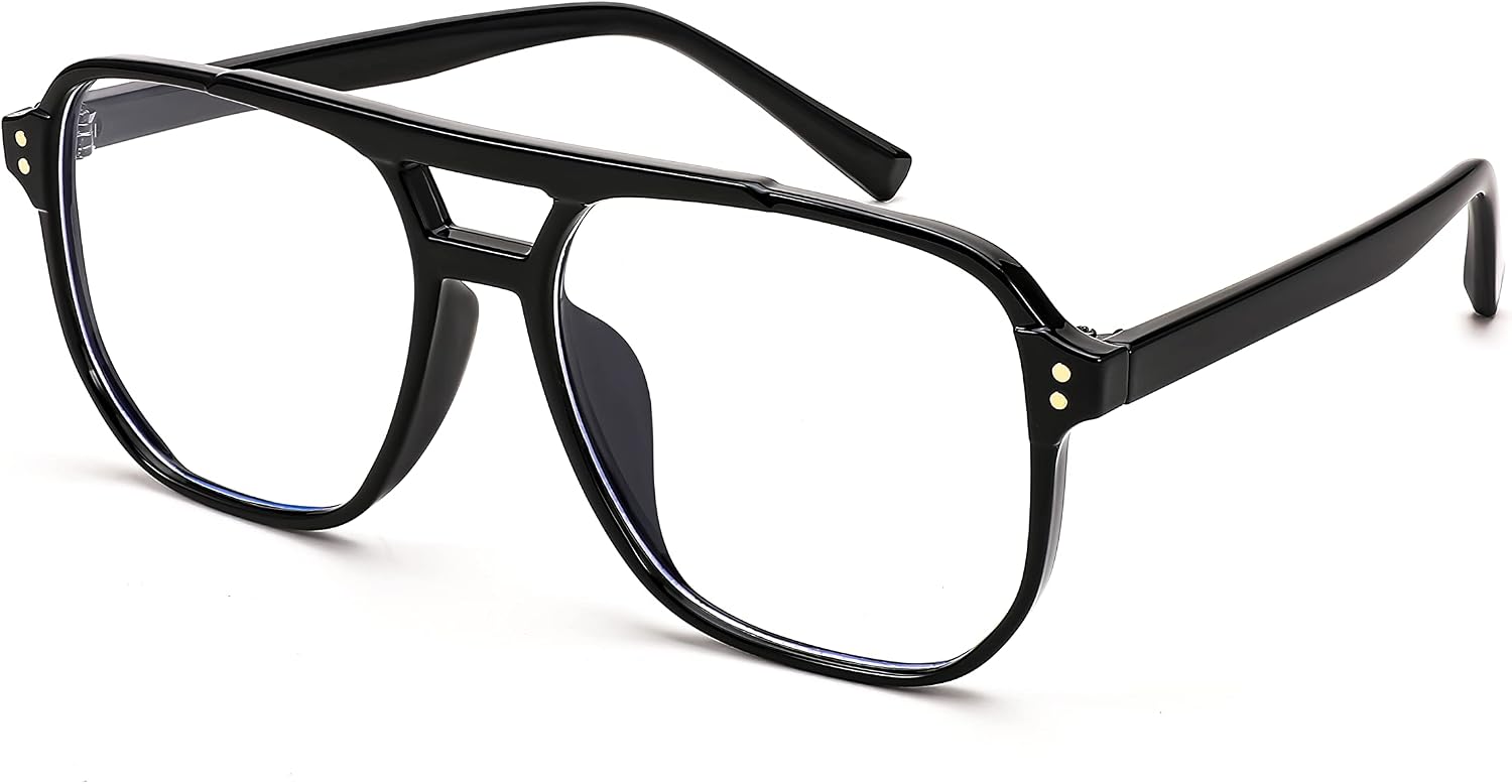 Black / 3.0 x | B0FWXQHSSG | FEISEDY Fashion Aviator Blue Light Reading Glasses for Woman Men B0318 | Square Pilot Computer Glasses, Anti Eyestrain Glare Readers