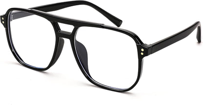 FEISEDY Fashion Aviator Blue Light Reading Glasses for Woman Men B0318 | Square Pilot Computer Glasses, Anti Eyestrain Glare Readers | BLACK Series - Black