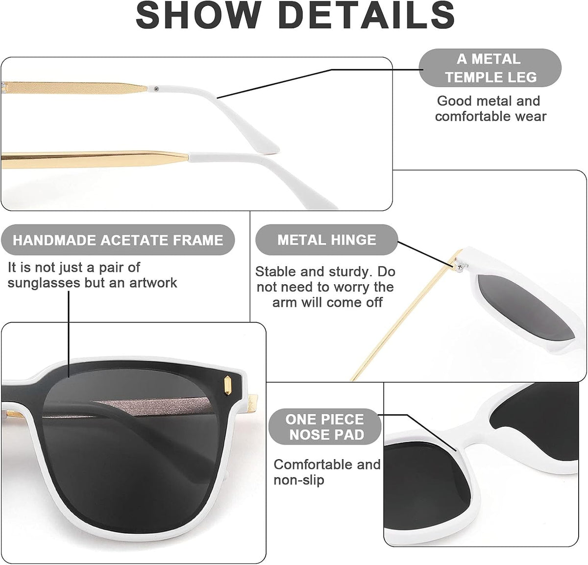 ÉÌƷͼƬ 5 | B09B3G7YTJ | FEISEDY Women Fashion Round Sunglasses Square Trendy Classic Chic Shades UV400 B2797