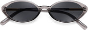 Transparent Grey Frame Grey Lens / 54 Millimeters | B0H2VB7KW6 | FEISEDY Oval Cat Eye Sunglasses for Women, 90s Narrow Y2K Shades B0435