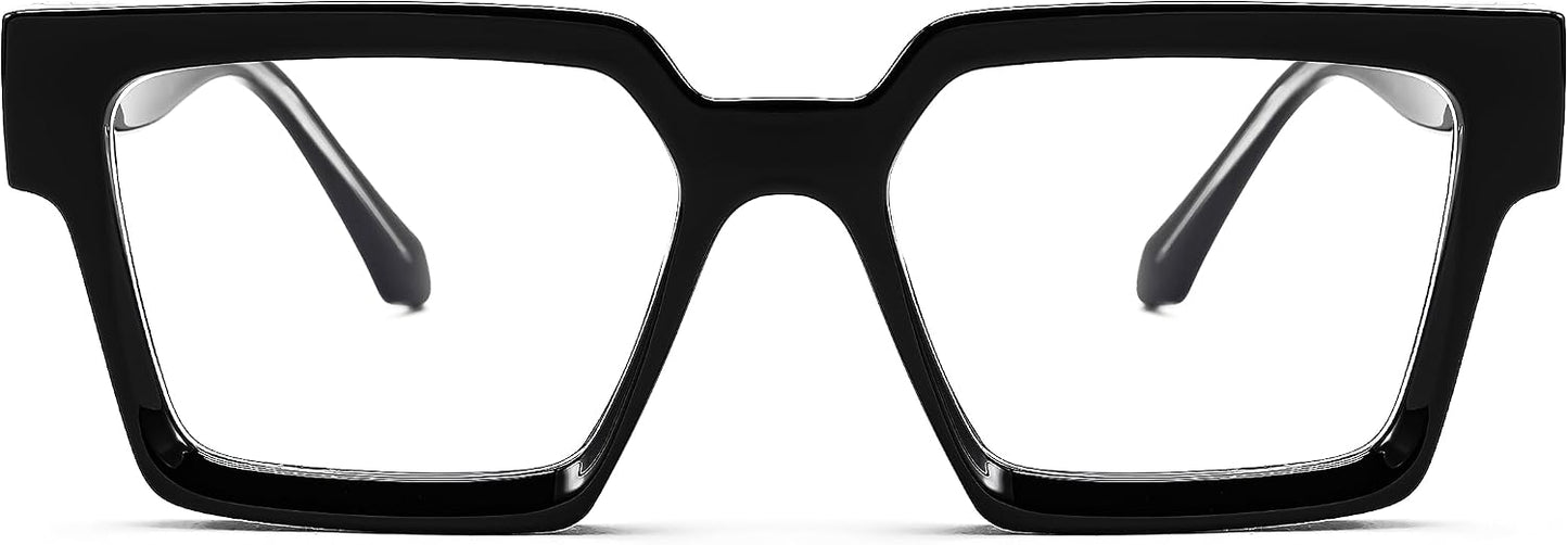 商品图片 17 | B0CDBH37B5 | FEISEDY Oversized Blue Light Glasses for Women Men TR90 Retro Square Anti Eyestrain Glasses Rectangle Fashion Frame B0037