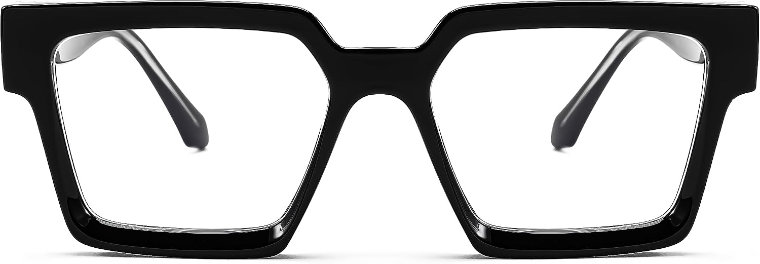 商品图片 17 | B0CDBH37B5 | FEISEDY Oversized Blue Light Glasses for Women Men TR90 Retro Square Anti Eyestrain Glasses Rectangle Fashion Frame B0037