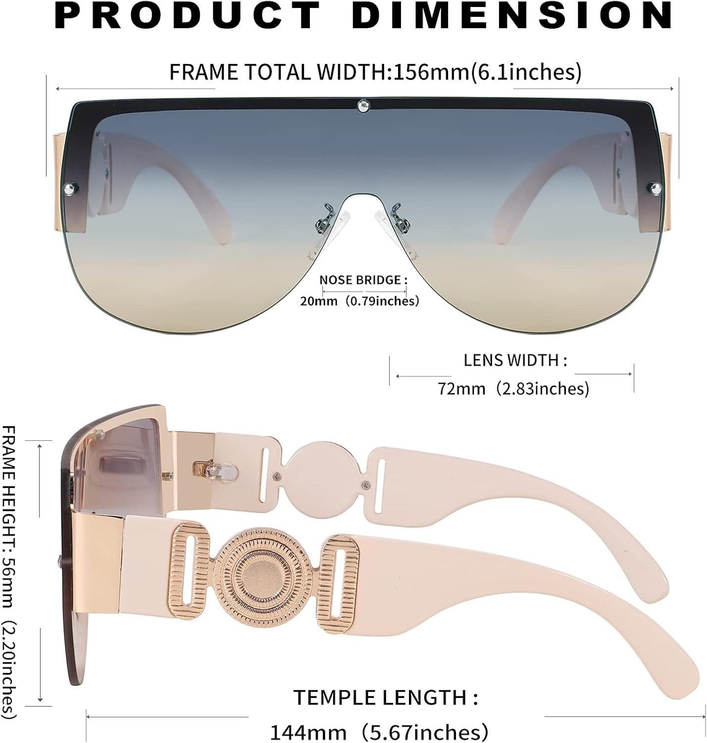 商品图片 17 | B095WNLFX1 | FEISEDY Fashion Oversized Sunglasses Women Trendy Designer One Piece Stylish UV400 Protection B2748