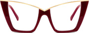 Burgundy / 50 Millimeters | B0DGX59DGG | FEISEDY Fashion Cat Eye Blue Light Blocking Glasses for Women Fake Retro Eyeglasses Oversized Stylish Eyewear Frame B0240