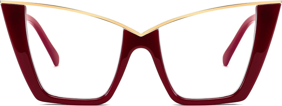 Burgundy / 50 Millimeters | B0DGX59DGG | FEISEDY Fashion Cat Eye Blue Light Blocking Glasses for Women Fake Retro Eyeglasses Oversized Stylish Eyewear Frame B0240