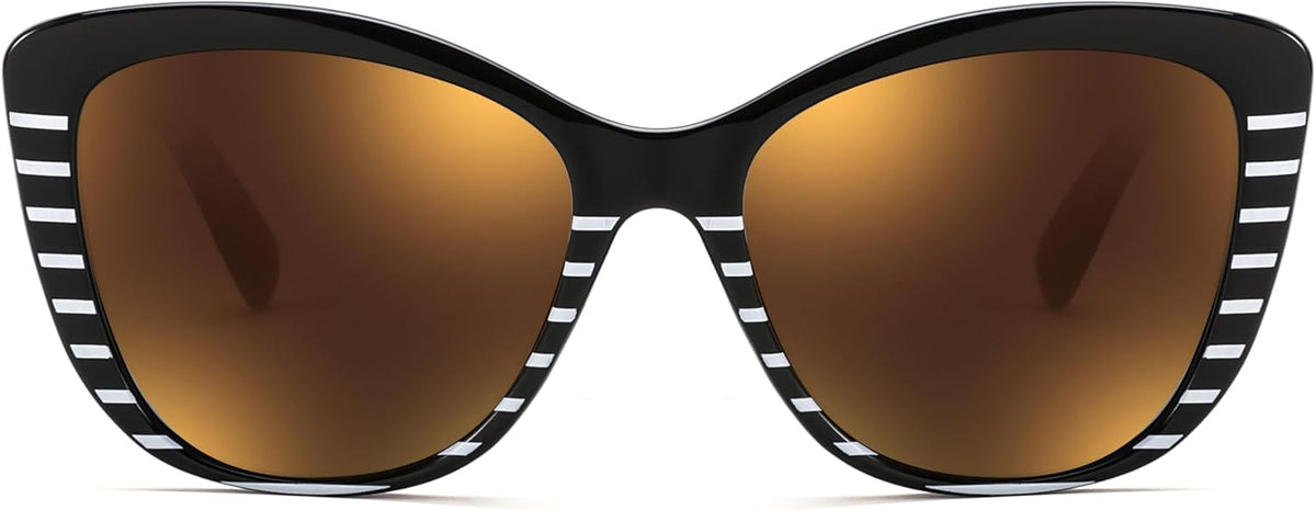Black-golden / 56 Millimeters | B0CX1N5BCQ | FEISEDY Polarized Vintage Sunglasses American Womens Square Jackie O Cat Eye Sunglasses B2451