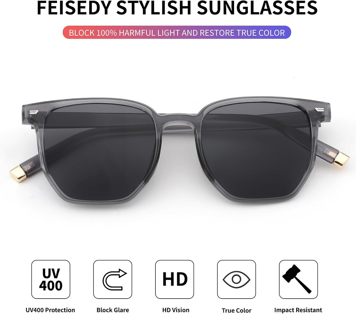 ÉÌƷͼƬ 40 | B0F58QMH7Q | FEISEDY Retro Square Sunglasses Women Men Trendy Rectangle Shades Vintage Sun Glasses B0274