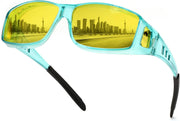 Sky Blue *1 / 60 Millimeters | B0DH2DCR6F | FEISEDY Polarized Fit Over Glasses Sunglasses Men Women Wrap Around B2593