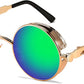 Gold/Green Mirror / 1.9 Inches | B0CP8VCWVC | FEISEDY Retro Gothic Steampunk Sunglasses For Men Women
