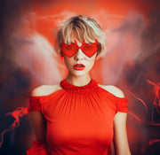 ÉÌƷͼƬ 9 | B0CGZTNXKY | FEISEDY Sunglasses Women Men, Halloween Party Disco Trendy Love Sun Glasses, Rimless Heart Devil Ear Frame B0054