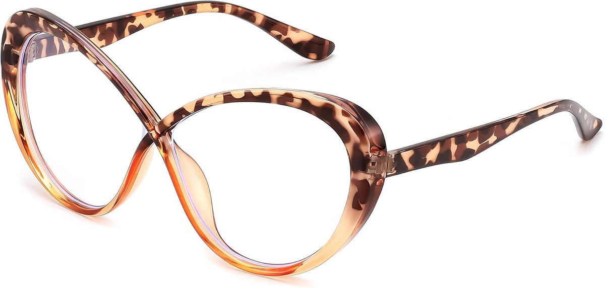 Tortoise-tea / 60 Millimeters | B0GXYZDXC3 | FEISEDY Oversized Cat Eye Blue Light Blocking Glasses for Woman, Retro Cateye Eyeglasses, Stylish Bluelight Glasses B0454