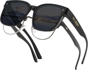 Matte Black Frame & Grey Lens / 64 Millimeters | B0DPFNJQR2 | FEISEDY Sunglasses That Fit Over Glasses for Women Men UV400 B0269