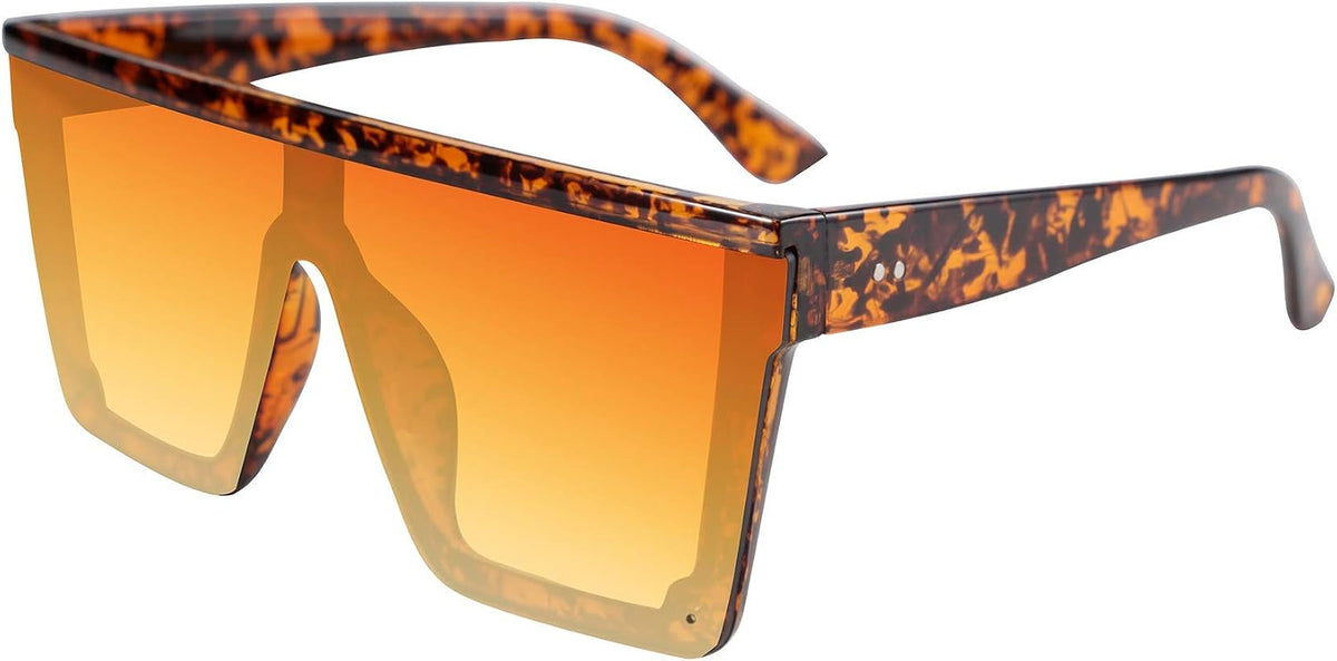 Tortoise / 60 Millimeters | B07MNSF93T | FEISEDY Oversized Sunglasses Mens Womens Flat Top Square Trendy Visor Shades UV400 B2470