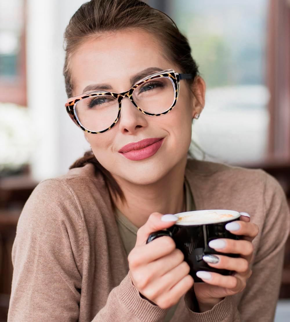商品图片 9 | B0CGNLZQFZ | FEISEDY Women Cateye Blue Light Blocking Glasses Fake Nerd Clear Computer Eyewear TR Fashion Frame B0040