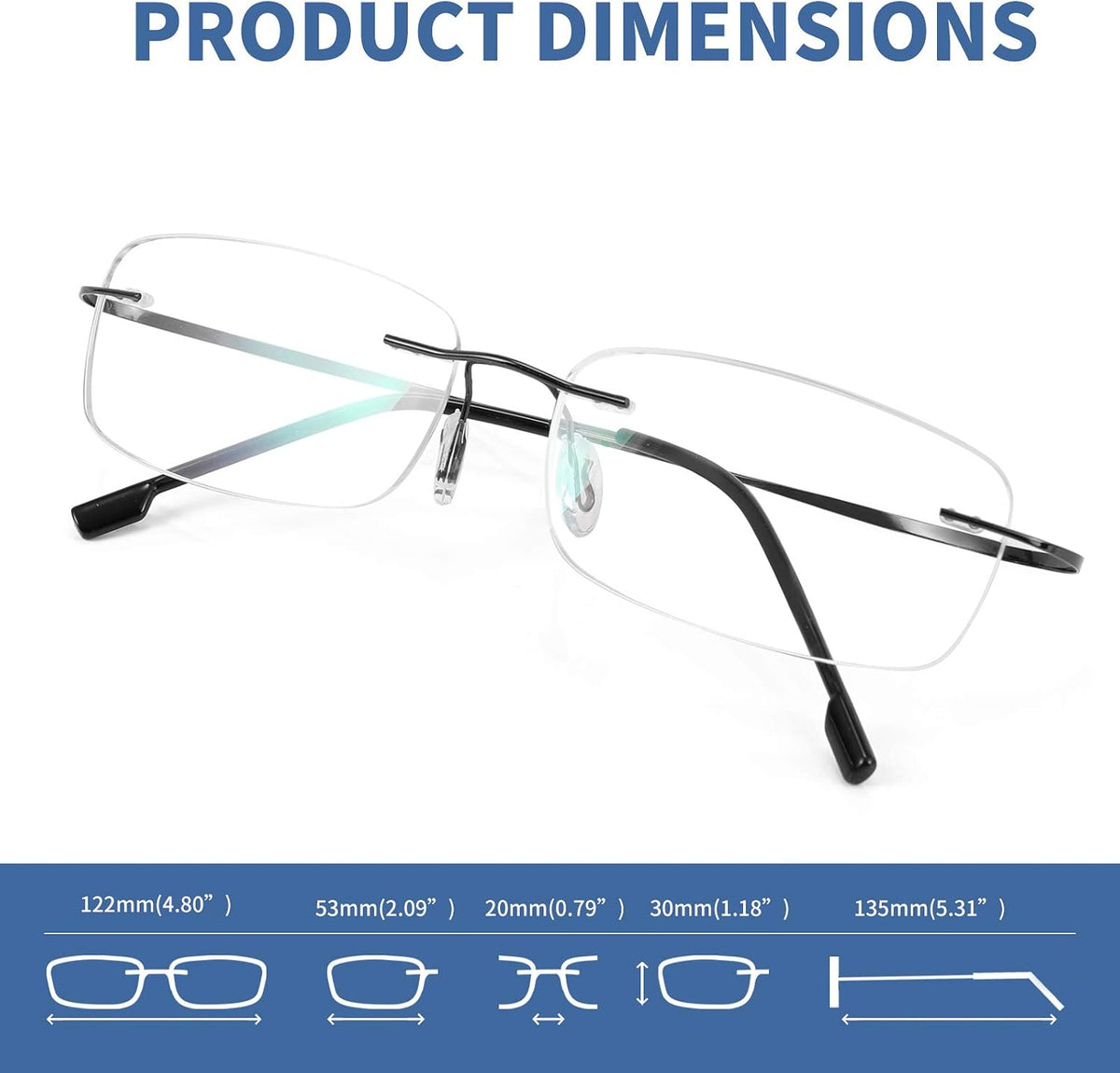 ÉÌƷͼƬ 12 | B08LNLRPLD | FEISEDY Lightweight Rimless Titanium Stainless Steel Anti-Blue Light Reading Glasses B2686