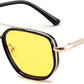 Golden Black/Night Vision Yellow Lenses / 56 Millimeters | B0FQ4YJHB4 | FEISEDY Polarized Aviator Sunglasses for Women Men Square TAC Lens B0329