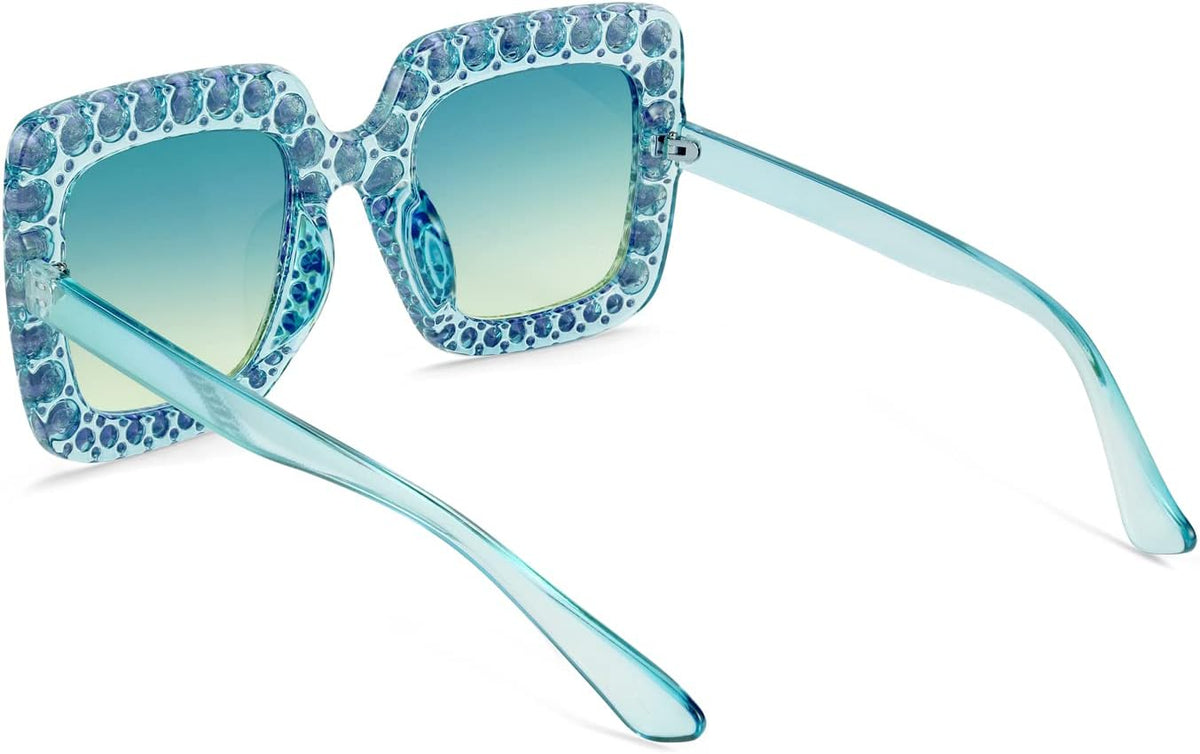 ÉÌƷͼƬ 34 | B077GMJCV8 | FEISEDY Women Sparkling Crystal Sunglasses Oversized Square Thick Frame B2283