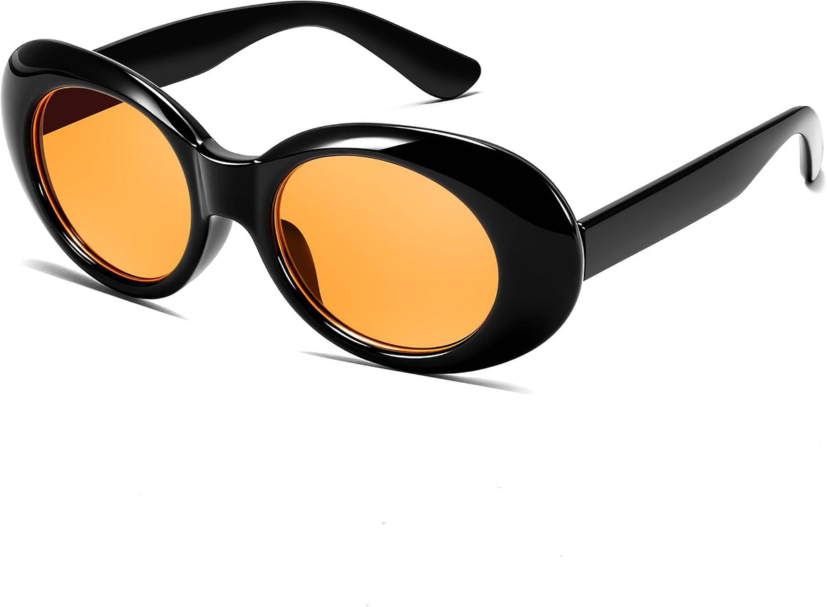 Black-orange / 51 Millimeters | B0FJDMDHNT | FEISEDY Sunglasses White Oval Clout Goggles for Women Men Retro Round Trendy Rimmed Clueless Costume Frame B2253