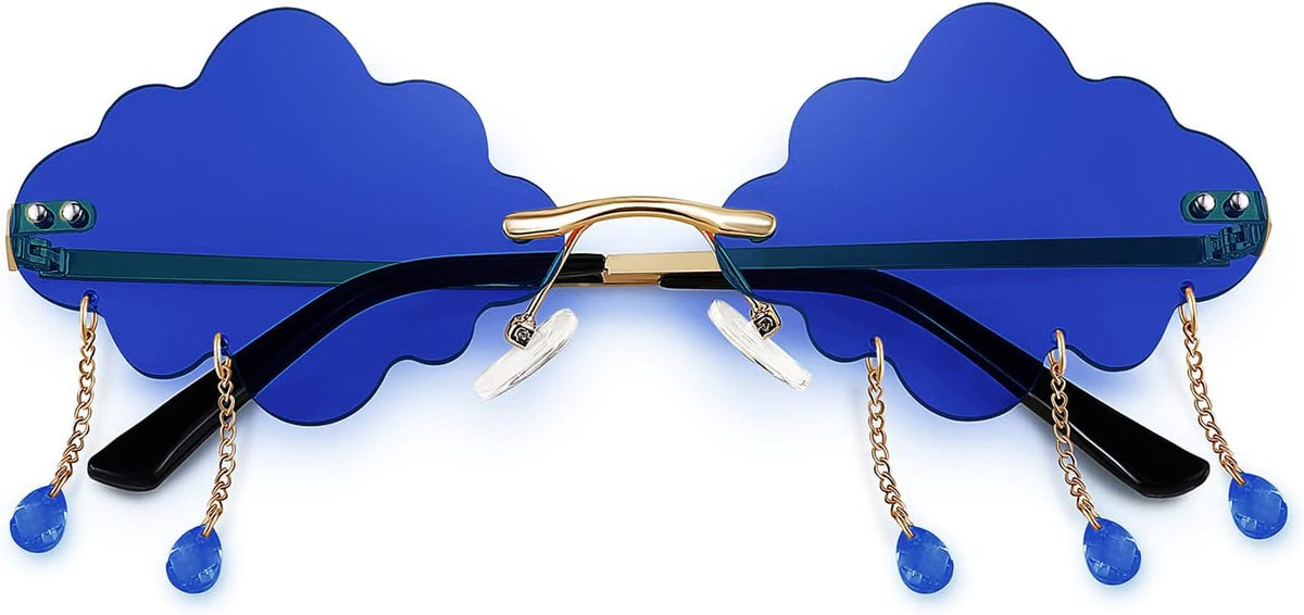 ÉÌƷͼƬ 24 | B09K7C4FB7 | FEISEDY Retro Dripping Cloud Shaped Tassel Sunglasses Rimless Women Funny Party Disco Eyewear B2834