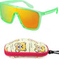 Transparent Green Frame & Red Mirror Lens / 55 Millimeters | B09MW1WGDR | FEISEDY Kids Sunglasses for Girls Fashion Cute Boys Teenagers Glasses One Piece UV400 B2812