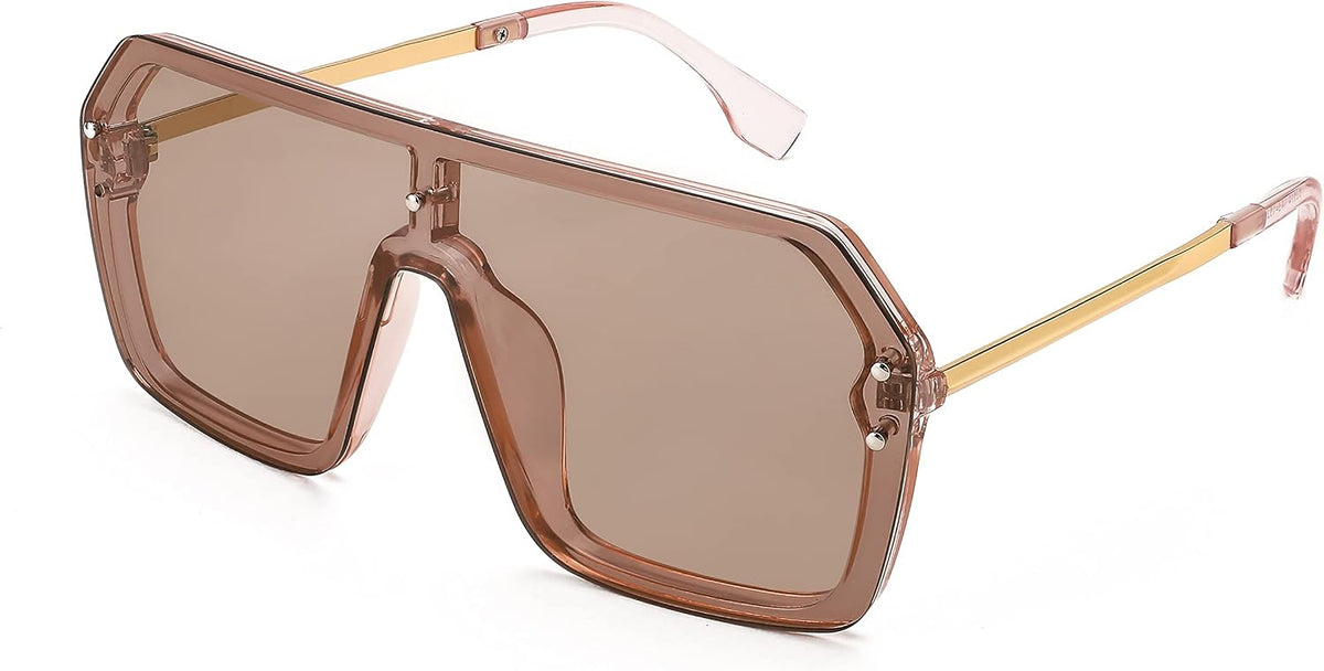 05 Champagne / 64 Millimeters | B0854DW2F9 | FEISEDY Classic Siamese One Piece Sunglasses Nice Rimless Stylish Retro Design for Women Men B2574