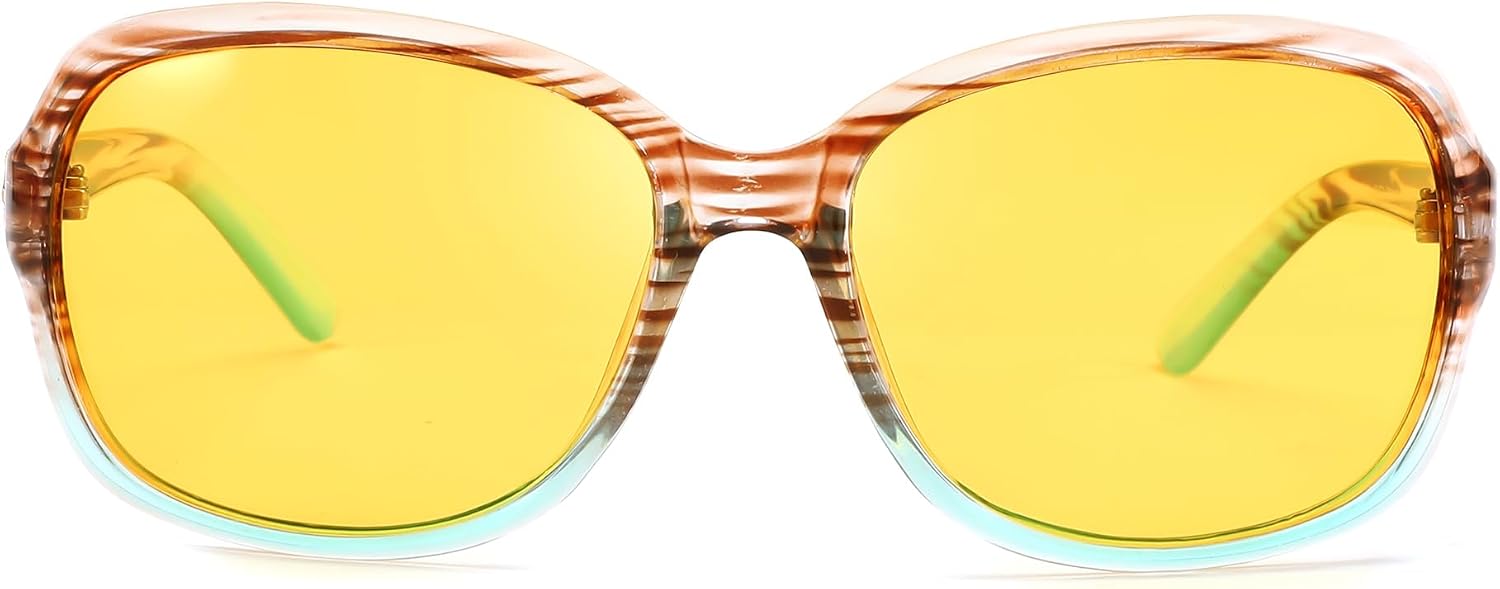 商品图片 91 | B081YY5RM3 | FEISEDY Classic Womens Night Glasses Driving Anti Glare Wrap Around Yellow Sunglasses B2548