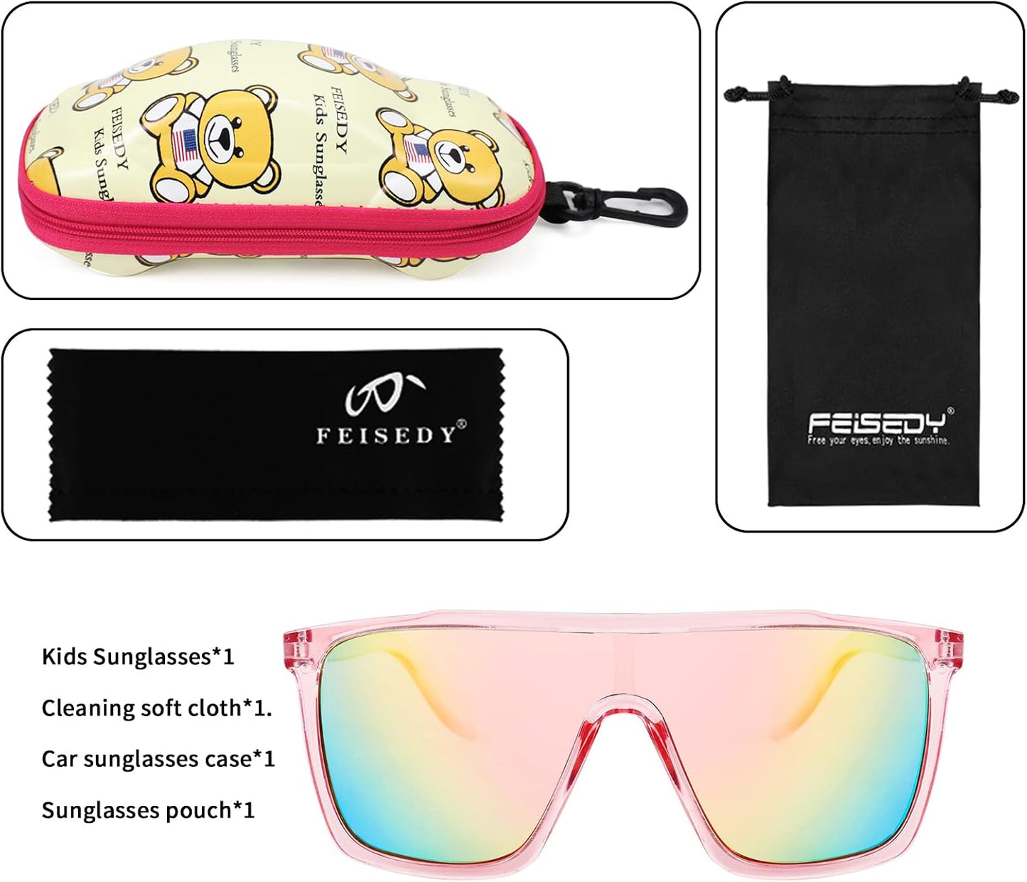 商品图片 8 | B09MW1KQ6Y | FEISEDY Kids Sunglasses for Girls Fashion Cute Boys Teenagers Glasses One Piece UV400 B2812