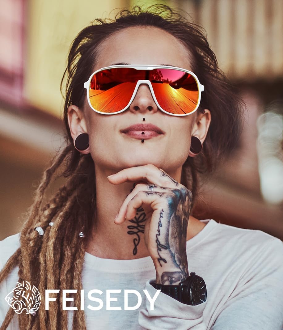 商品图片 37 | B0DSV55WLM | FEISEDY Polarized Sunglasses Men Women Mirrored One Piece Lens B0277