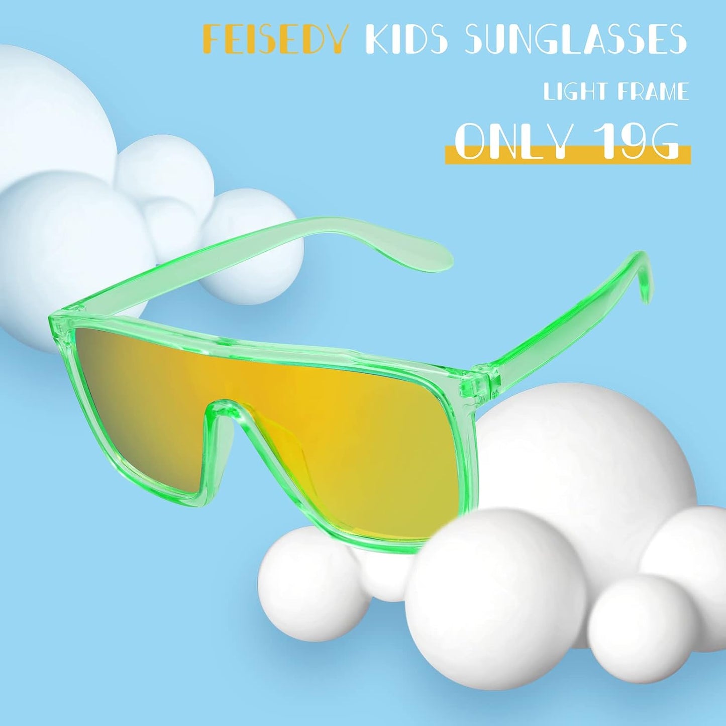 商品图片 20 | B09MW1KQ6Y | FEISEDY Kids Sunglasses for Girls Fashion Cute Boys Teenagers Glasses One Piece UV400 B2812