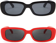 ÉÌƷͼƬ 2 | B09XM65NG6 | FEISEDY 2PACK Rectangle Retro Sunglasses 90s Chunky Small Cool Square Glasses B7039-F2