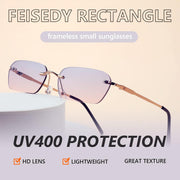 ÉÌƷͼƬ 73 | B0CY2Q4VW1 | FEISEDY Rimless Sunglasses Y2K Retro Small Narrow Rectangle Shades B2643