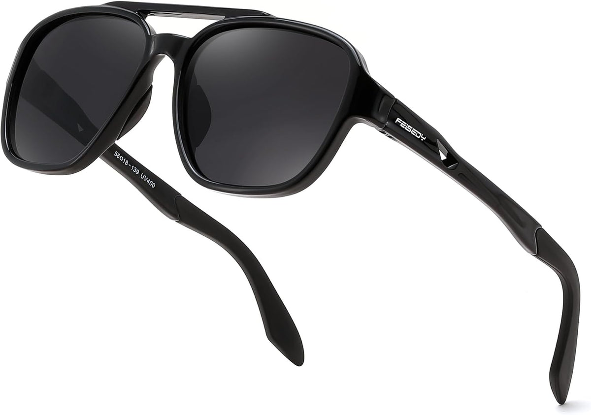 Black/Grey Lens / 56 Millimeters | B0GC34QD21 | FEISEDY Retro Aviator Polarized Sunglasses Women Men Outdoors B0260