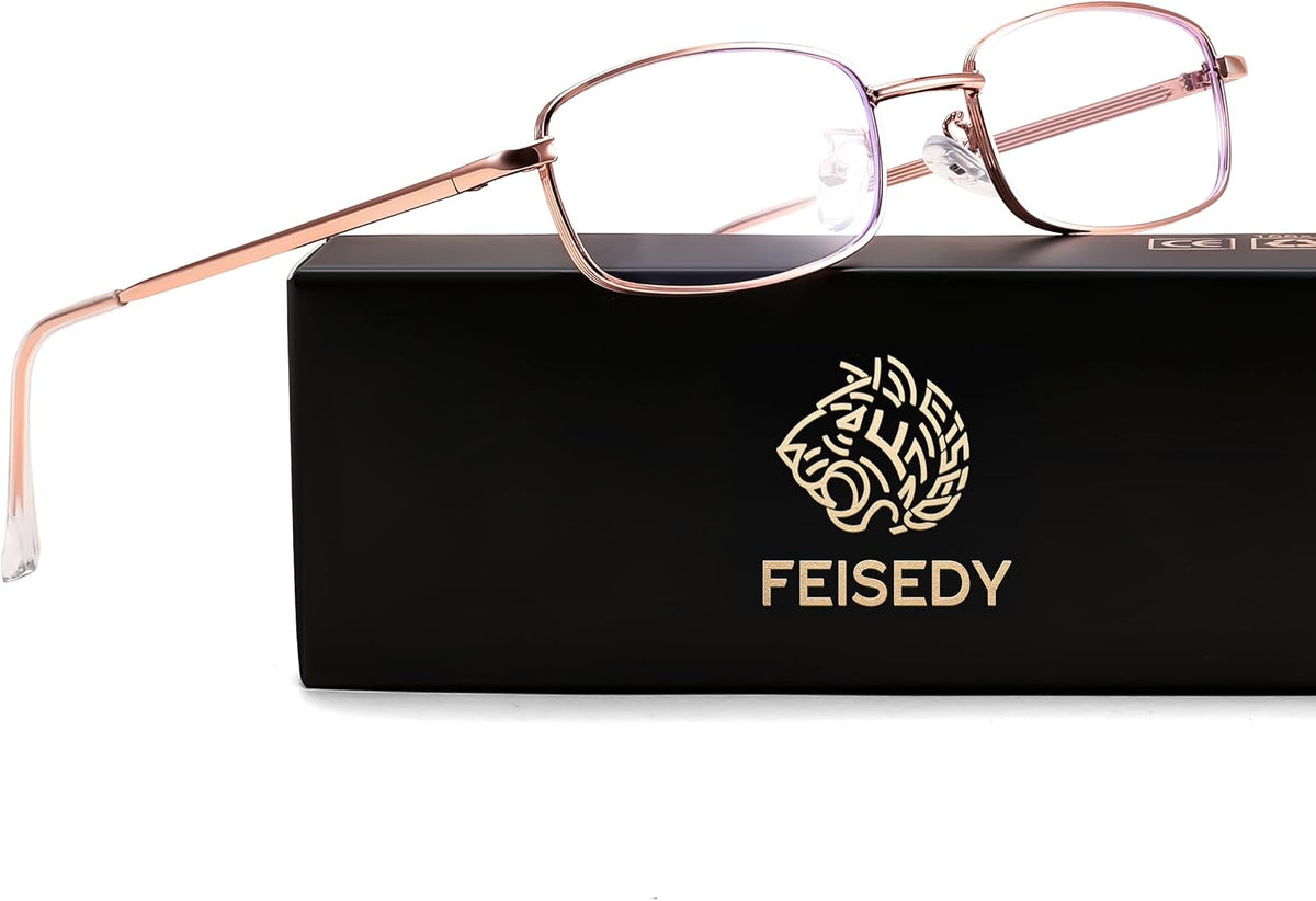 ÉÌƷͼƬ 12 | B0DQ3B3RQP | FEISEDY Vintage Blue Light Glasses for Women Metal Y2K Rectangle Glasses Gold Silver Fake Nerd Eyewear Frame B0271