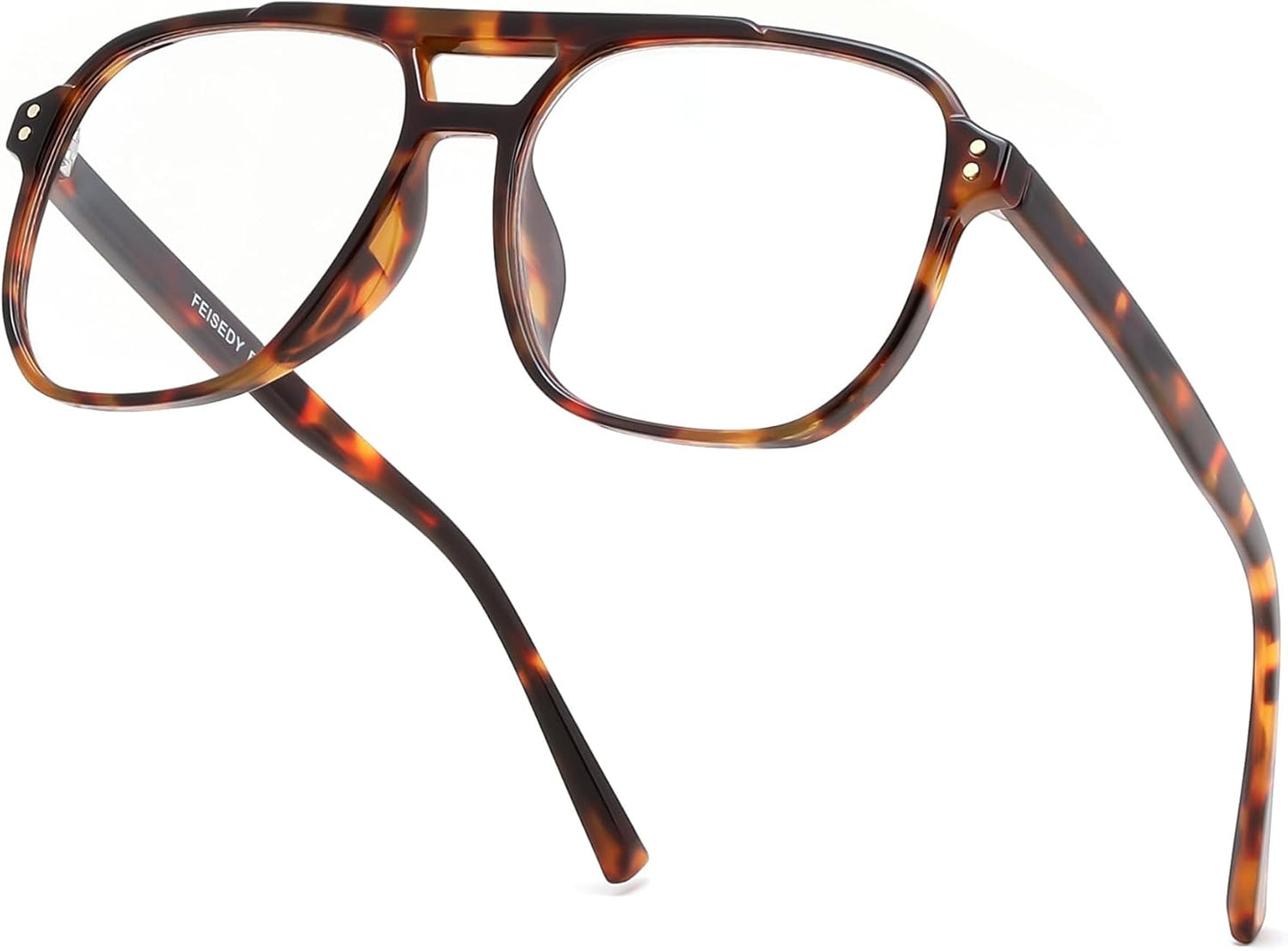 商品图片 26 | B0FWXP3HKW | FEISEDY Fashion Aviator Blue Light Reading Glasses for Woman Men B0318 | Square Pilot Computer Glasses, Anti Eyestrain Glare Readers