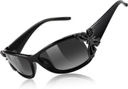 Black Frame & Gradual Grey Lens / 60 Millimeters | B0CNRNFN27 | FEISEDY Y2K Women Polarized Sunglasses Butterfly Wrap Around UV400 Shades
