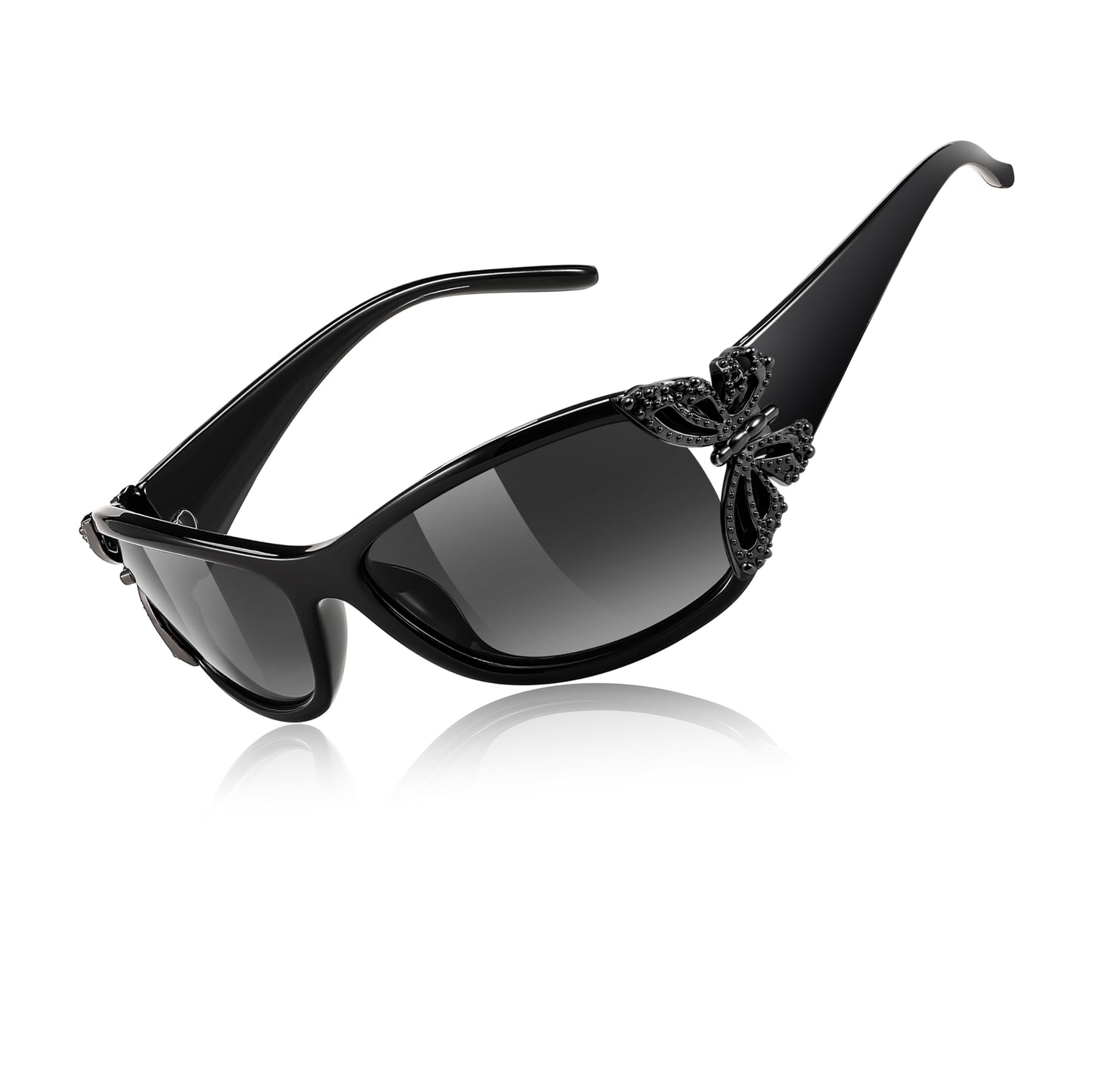 FEISEDY Y2K Women Polarized Sunglasses Butterfly Wrap Around UV400 Shades | Vintage 2000s Wrap Oval Sun Glasses, Ideal for Fa