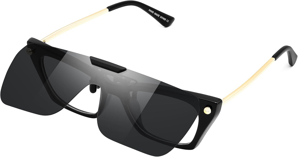 ÉÌƷͼƬ 8 | B0FX3Q74X7 | FEISEDY Clip-on Flip Up Rimless One Piece Sunglasses for Glasses TAC Lenses B0345