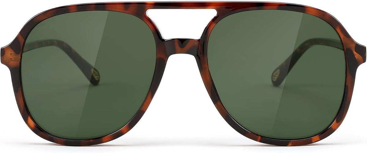 002 Leopard - Green / 56 Millimeters | B0C27SGDZ3 | FEISEDY Retro Aviator Sunglasses Women Men Classic Square Shades Trendy Sun Glasses UV400 Protection B2394