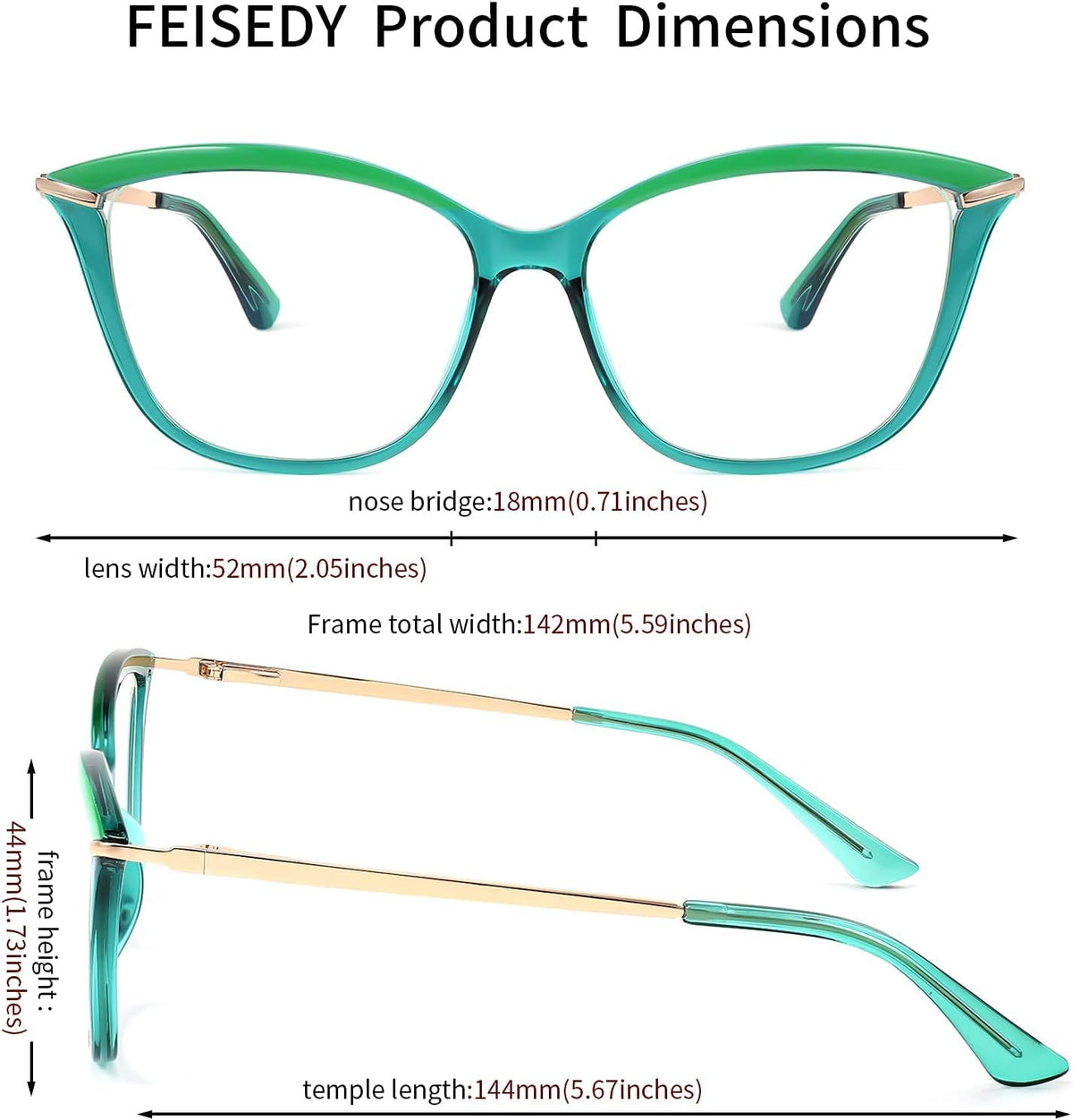 ÉÌƷͼƬ 6 | B096LSK611 | FEISEDY Blue Light Blocking Glasses Computer Glasses Women Men Cateye TR90 Frame B2772
