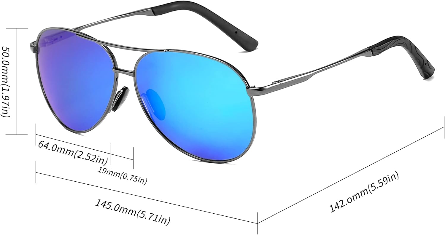 商品图片 4 | B09T61YYSM | FEISEDY Polarized Aviator Sunglasses for Men Women Classic Pilot Sun Glasses with Spring Hinge B2294