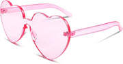 Pink | B07BLNSN3F | FEISEDY Thick Heart Sunglasses Rimless Heart Shaped Sun Glasses Women Fashion Love Glasses B2419