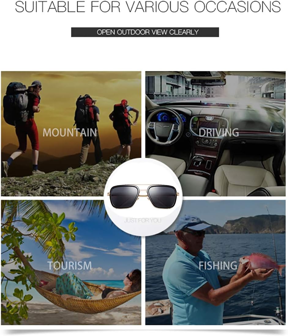 商品图片 7 | B07VFM34S4 | FEISEDY Retro Aviator 70s Pilot Sunglasses Men Trendy Women Square Sun Glasses Driving Outdoors B2510
