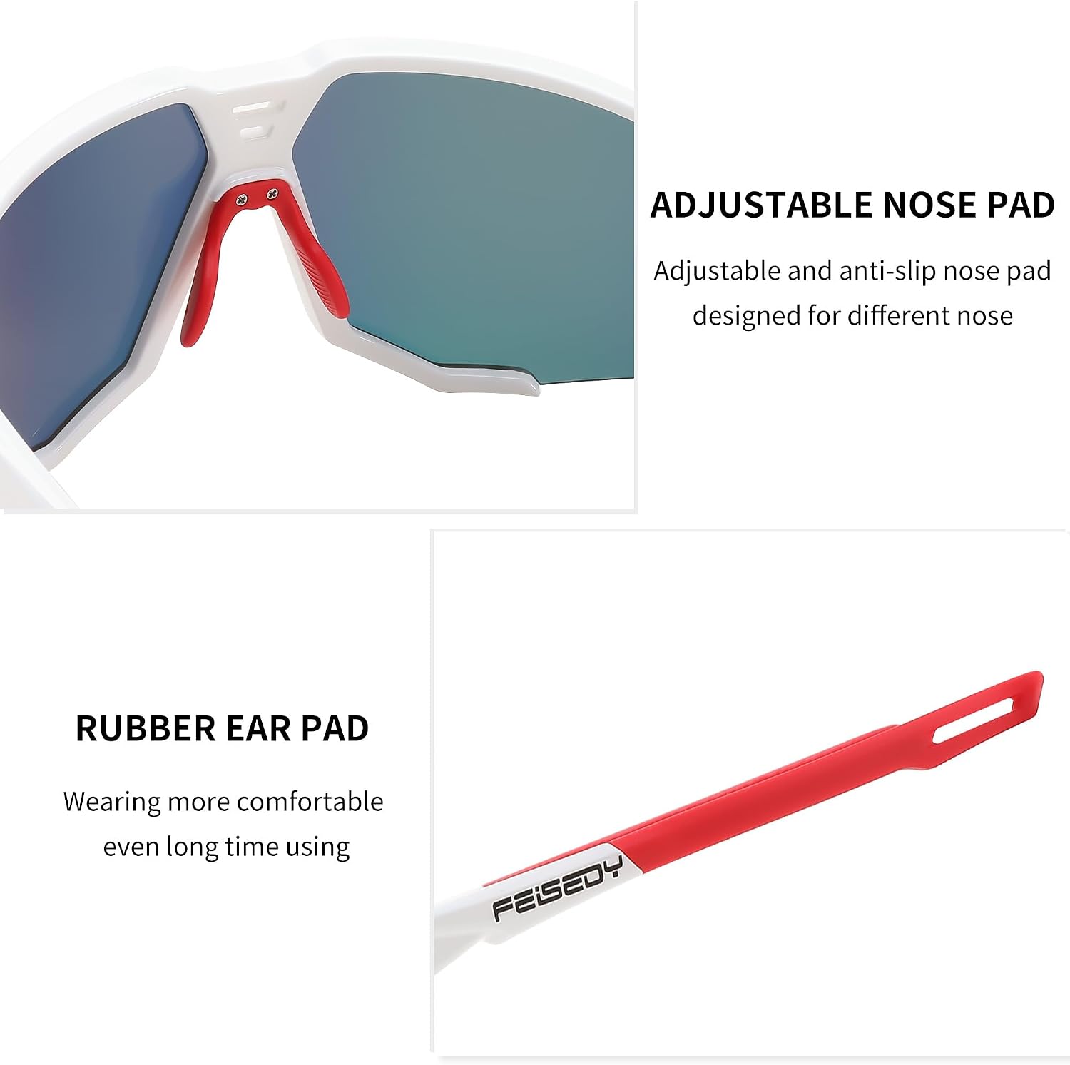 商品图片 3 | B0DN1MVJHV | FEISEDY Polarized Cycling Glasses Sports Sunglasses for Women Men Youth, Running Hiking Baseball Glasses B0215