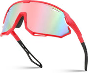 Red Frame/Pink Mirror | B0CNGKDPWJ | FEISEDY Sport Sunglasses for Men Women, Cycling Glasses with UV Protection, for Baseball, Ski, Runing, Golf B0082