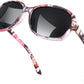 Floral Frame & Grey Lens / 58 Millimeters | B0FZKGPZL4 | FEISEDY Polarized Sunglasses for Women Classic Vintage UV400 Shade | Trendy Square Wraparound Ladies Sun Glasses B0309